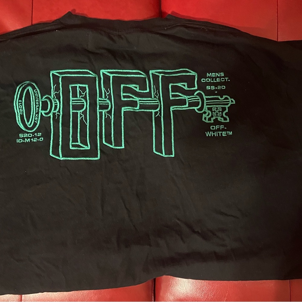 Off-White Black T-Shirt with Green Graphic